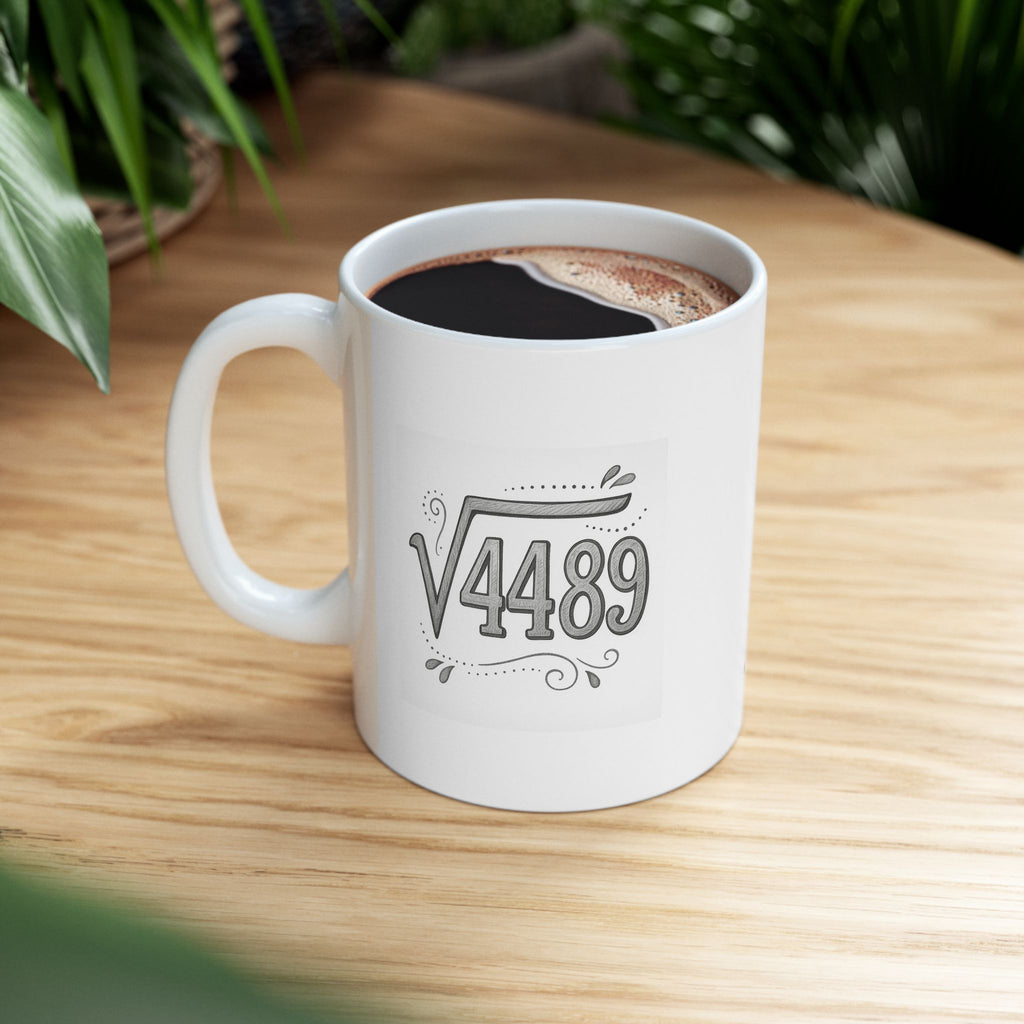 Funny Math '6-7' Ceramic Mug — Humorous Coffee Cup for Math Lovers (11oz)