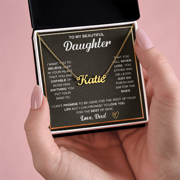 Custom Name Necklace - to Daughter, Love Dad