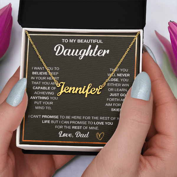 Custom Name Necklace - to Daughter, Love Dad